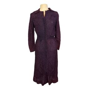 Vintage Purple Crochet Midi Dress